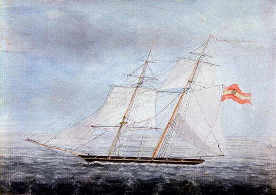 The Slaver 'Teresa', Taken by HMS 'Pelorus' on the Coast of Africa, 1832 (w/c on paper) from English School, (19th century)