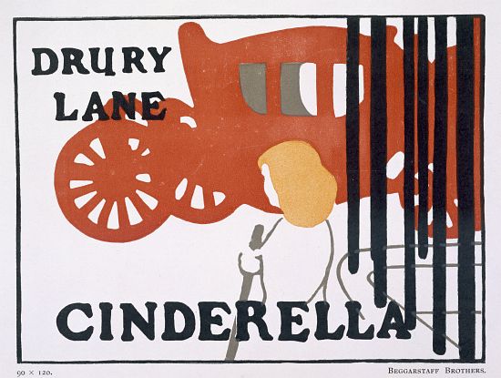 Poster for Cinderella at the Drury Lane Theatre, London, pub. by Beggarstaff brothers from English School, (20th century)