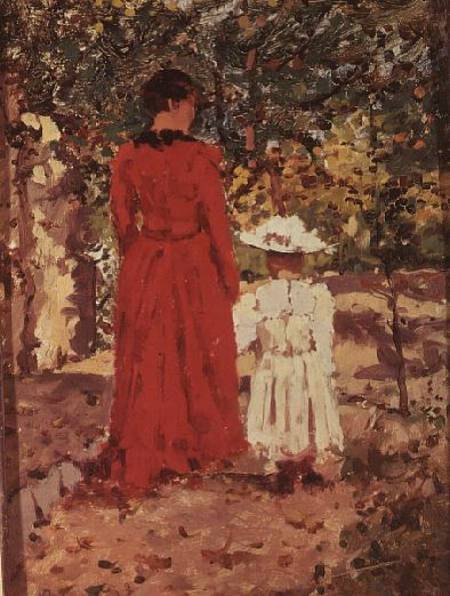 Woman and Child in the Garden from Enrico Reycend