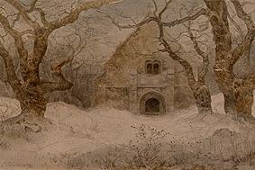 The chapel in the snow from Ernst Ferdinand Oehme