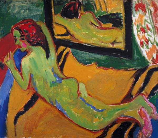 Lying act in front of mirror from Ernst Ludwig Kirchner