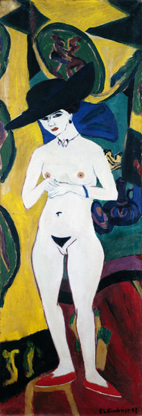 Naked woman with hat. from Ernst Ludwig Kirchner