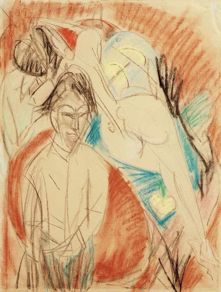 Painter and nude woman (self-portrait with model) from Ernst Ludwig Kirchner