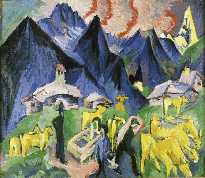 Alpine life (middle panel of triptych) from Ernst Ludwig Kirchner