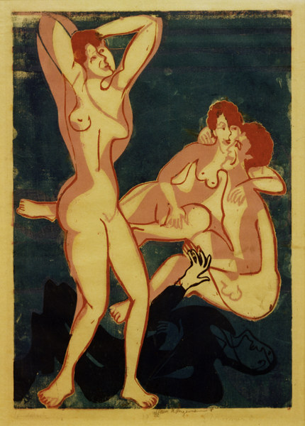 Three nudes and lying man from Ernst Ludwig Kirchner