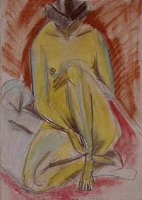 Woman act crouching down. from Ernst Ludwig Kirchner