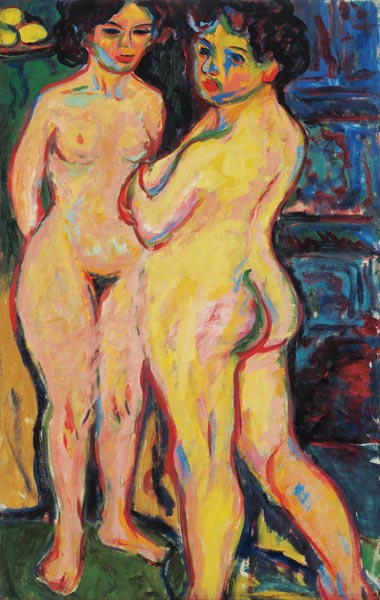 Stationary naked girls at the stove from Ernst Ludwig Kirchner
