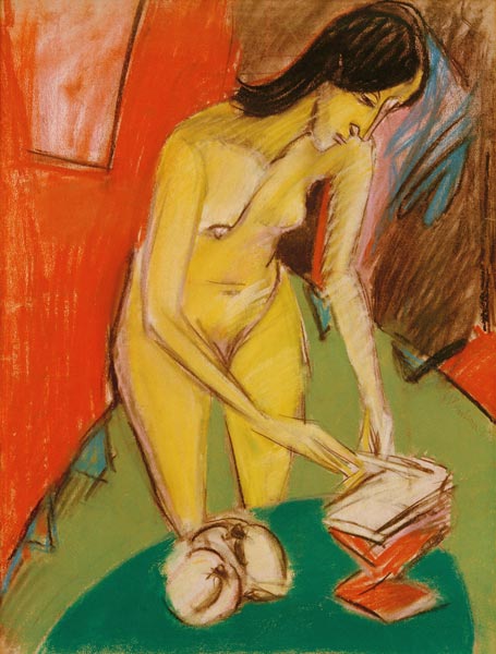 Standing female nude by the table from Ernst Ludwig Kirchner