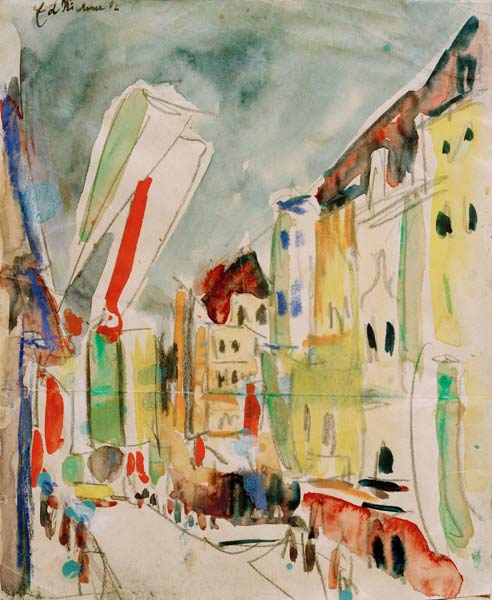 Street scene with flags from Ernst Ludwig Kirchner