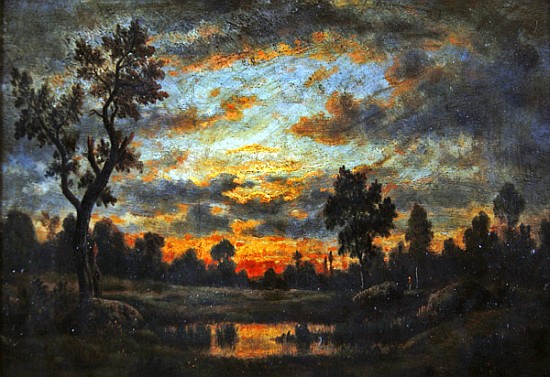 Landscape at sunset from Etienne-Pierre Théodore Rousseau