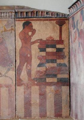 The Campana Plaque, detail of a nude priest before an altar, from Cerveteri