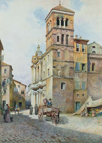View of Santa Maria in Monticelli, Rome  on from Ettore Roesler Franz
