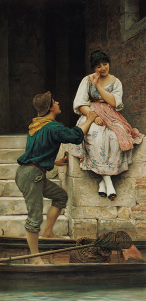The Fisherman's Wooing, from the Pears Annual, Christmas from Eugen von Blaas