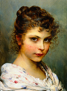 Young girl with curly hair from Eugen von Blaas