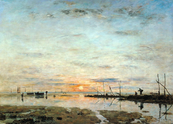 Le Havre, coucher de soleil a mer basse from Eugène Boudin