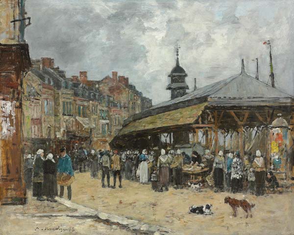 Markt in Trouville from Eugène Boudin