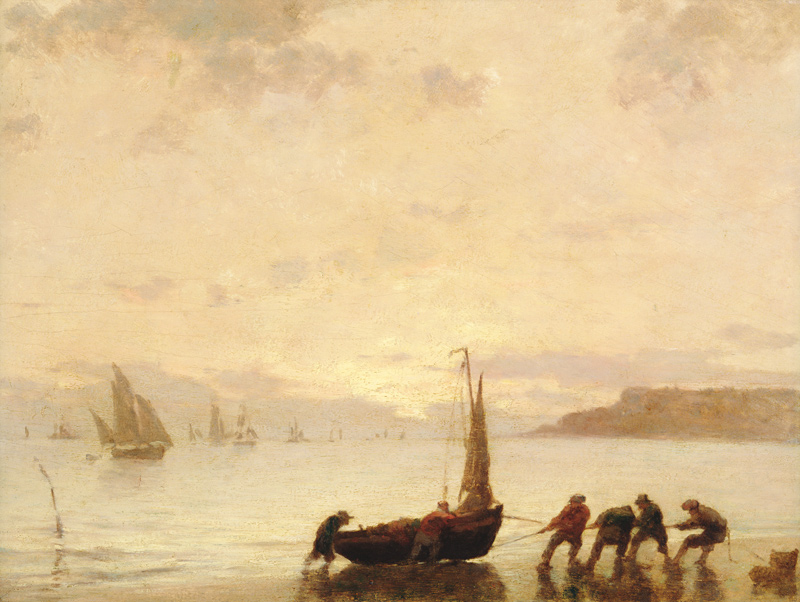 Return from Fishing with Setting Sun from Eugène Boudin