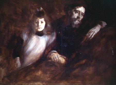 Portrait of Alphonse Daudet (1840-97) and his daughter Edmee from Eugène Carrière