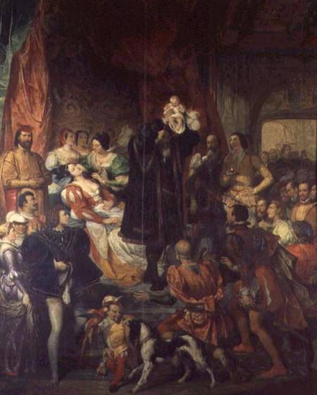 The Birth of Henri IV (1553-1610) at the castle of Pau, 13th December 1553 from Eugène Devéria