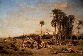 Rest of a caravan in the Sahara at El Aghouat. from Eugène Fromentin