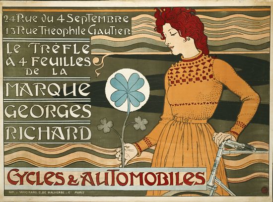 German advertisement for 'Georges-Richard' brand bicycles and cars, printed by E. Dubois from Eugene Grasset
