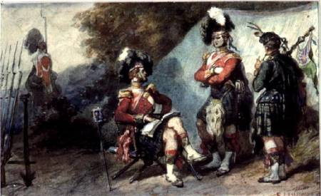 Officers of the 79th Highlanders at Chobham Camp in 1853 from Eugène Louis Lami