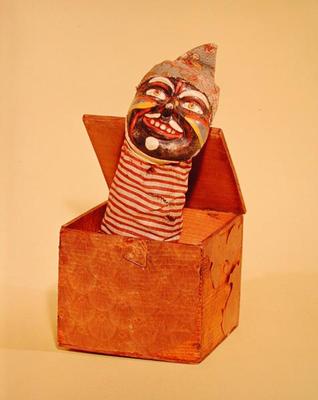 Jack-in-the-box, c.1870-1900 (wood, metal, textile, papier-mache, paint) from European School, (19th century)