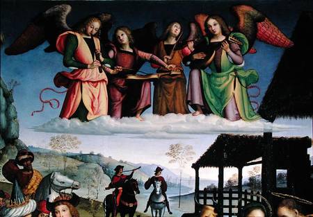The Adoration of the Magi, detail of angel musicians from Eusebio  da San Giorgio