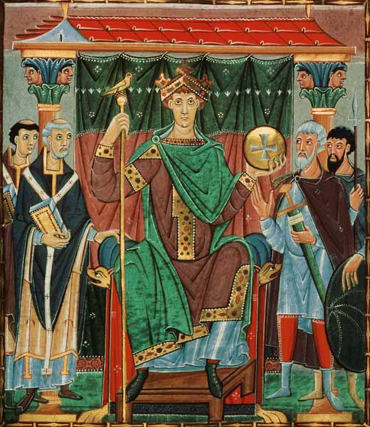 Emperor Otto III. during the homage by the empire provinces from Evangeliar Kaiser Ottos III.