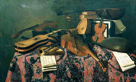 Still life with musical instruments from Evaristo Baschenis