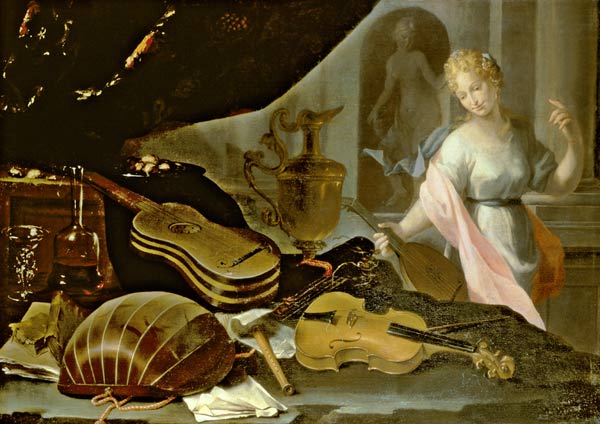 Still Life of Musical Instruments, with a Female Figure from Evaristo Baschenis