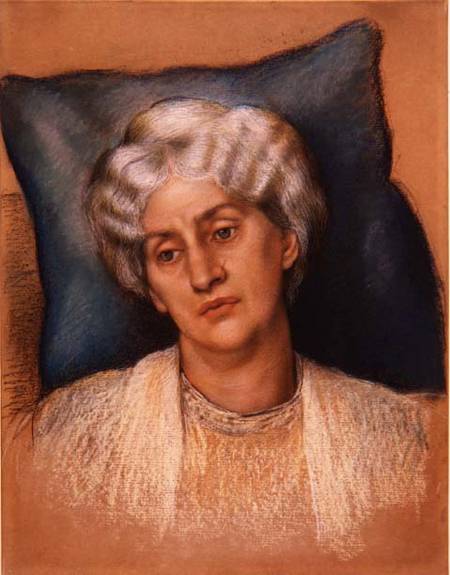 Study for 'The Hour Glass': portrait of Mrs. William Morris. c.1904-05 (pastel on paper) (study of 2 from Evelyn de Morgan