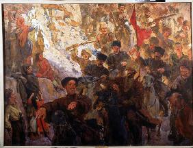 Die rote Partisanen Dagestans (Triptychon, Mittelteil)