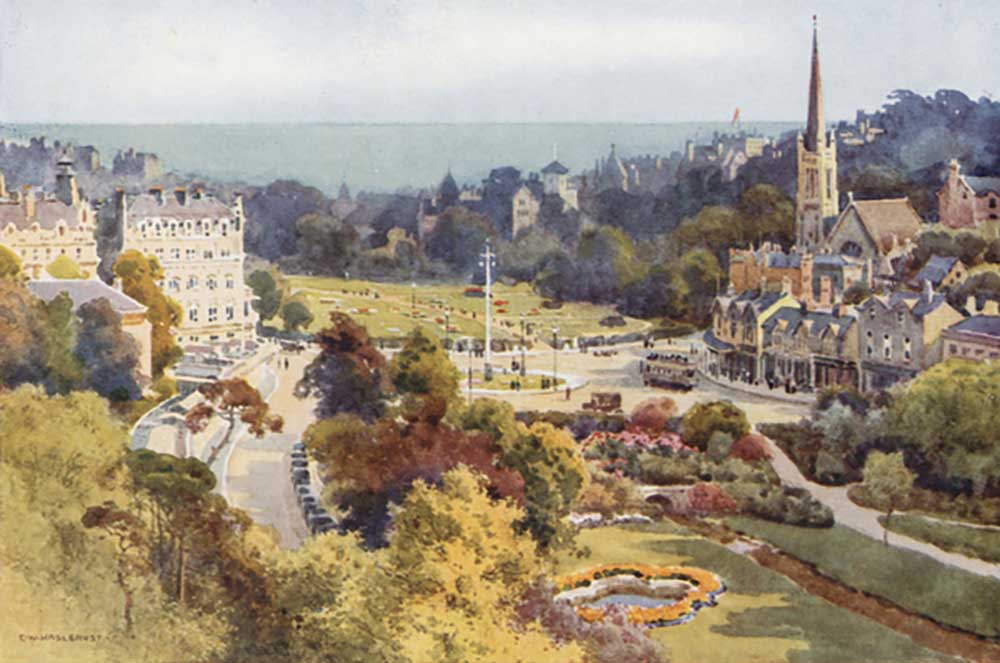 Bounemouth: The Square and Garden from Mont Dore from E.W. Haslehust