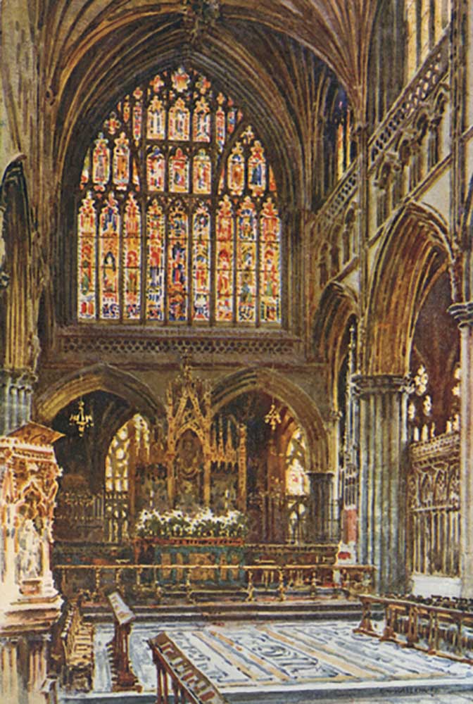 The Sanctuary, Exeter Cathedral from E.W. Haslehust