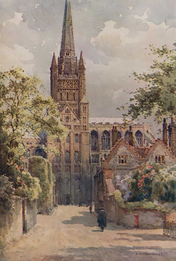 The Cathedral Precincts, Norwich from E.W. Haslehust