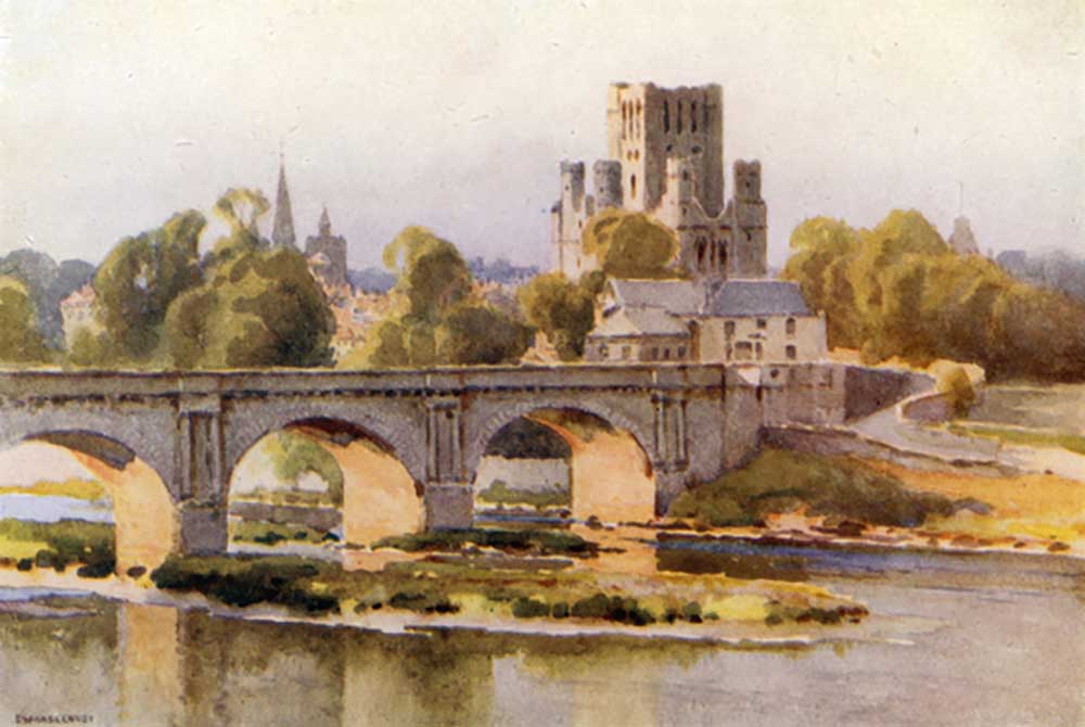 Kelso: The River Tweed and Abbey Ruins from E.W. Haslehust