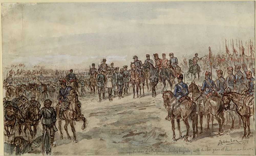 Capitulation of a Bulgarian infantry brigade with twelve guns at Ferdinandovo from Ewald Schönberg