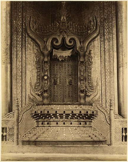 The The-ha-thana or the Lions'' throne in the Myei-nan or Main Audience Hall in the palace of Mandal from Felice (Felix) Beato