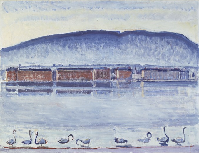Lake Geneva with Mont Salève and Swans from Ferdinand Hodler