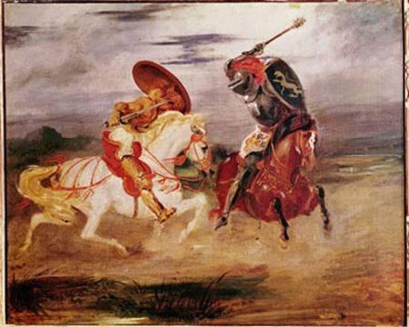 Two Knights Fighting in a Landscape from Ferdinand Victor Eugène Delacroix
