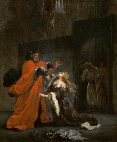 Desdémona throws himself to Füssen of her father.