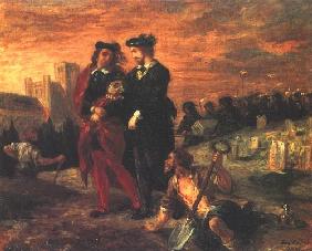 Hamlet and Horatio on the cemetery or Hamlet and the two grave-diggers