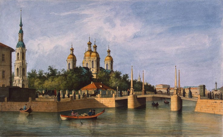 The Saint Nicholas Naval Cathedral in Saint Petersburg from Ferdinand Victor Perrot