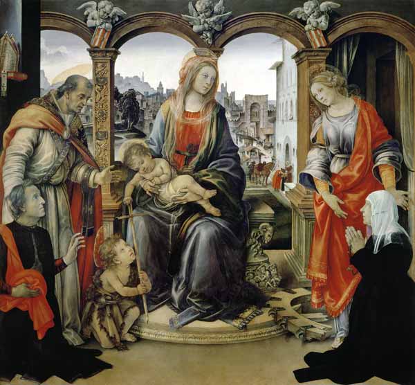 Nerli Altarpiece: Madonna and Child with the young St. John the Baptist, St. Martin, St. Catherine a from Filippino Lippi