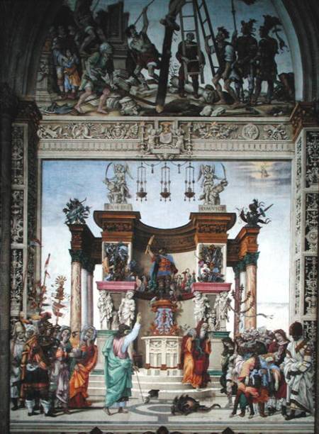 St. Philip exorcizing the demon from the temple of Mars, south wall of Strozzi Chapel from Filippino Lippi