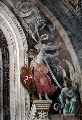 Two angels, detail from right side of the east wall in Strozzi Chapel, c.1457-1502 (fresco) from Filippino Lippi