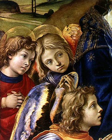 The Vision of St. Bernard, detail of three angels from Filippino Lippi