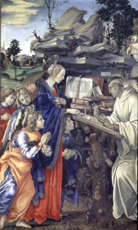 The Vision of St. Bernard, detail of the Virgin and angels from Filippino Lippi