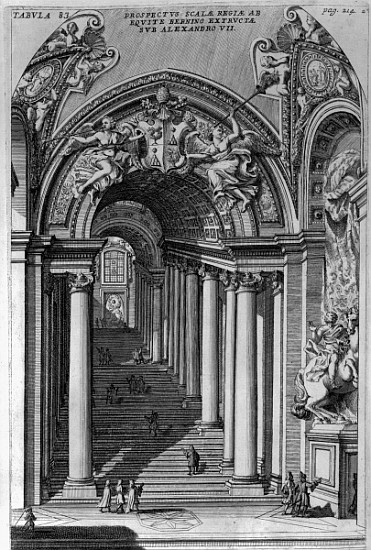 View of the staircase in the Scala Regia, Vatican, Rome from Filippo Bonanni